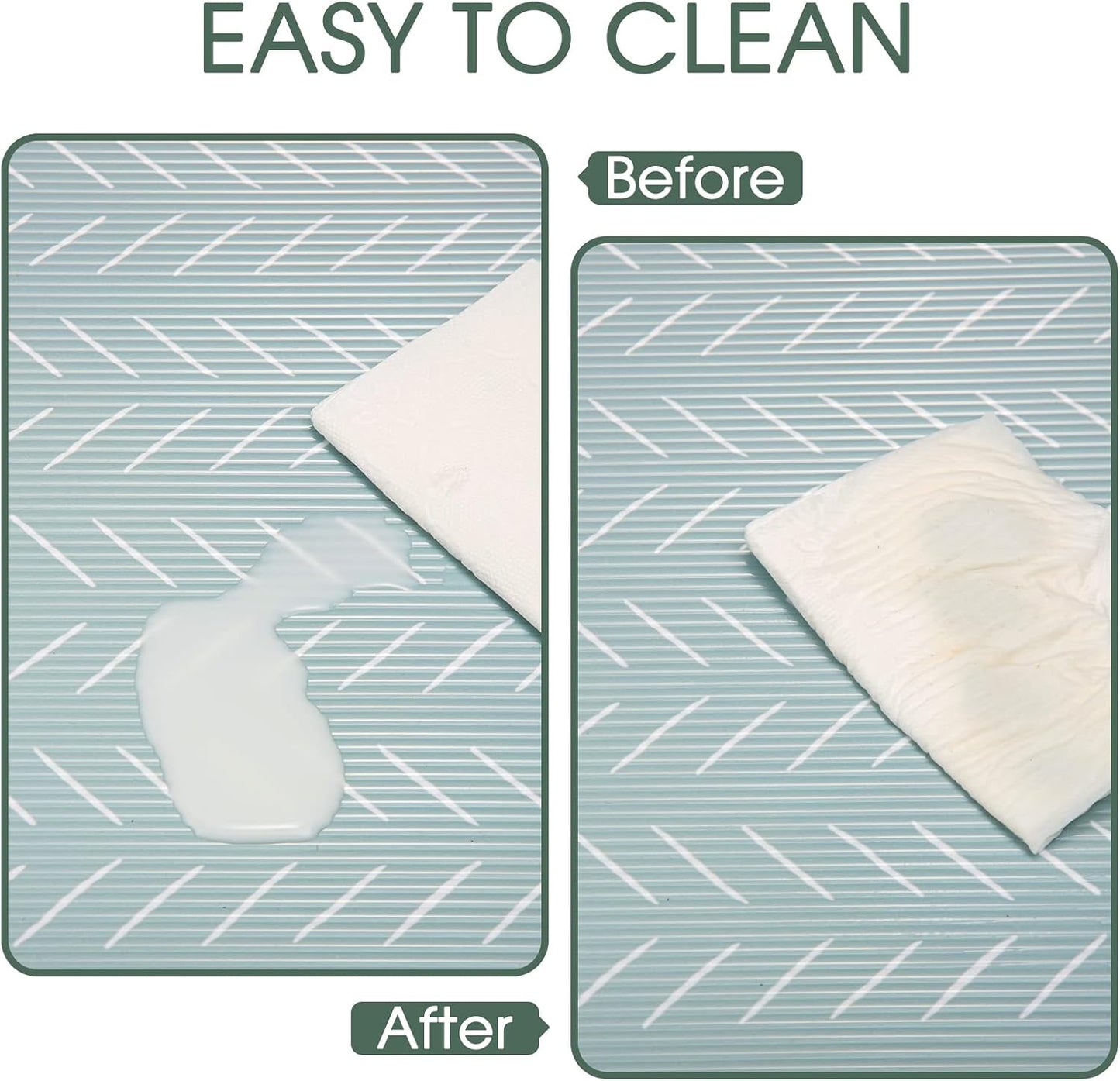 Glotoch Shelf Liners for Kitchen Cabinets, 12in x 20FT Non-Adhesive Liners for Shelves,Non Slip Waterproof Contact Paper for Drawers Pantry EVA Wire Shelf Liner,Green Herringbone