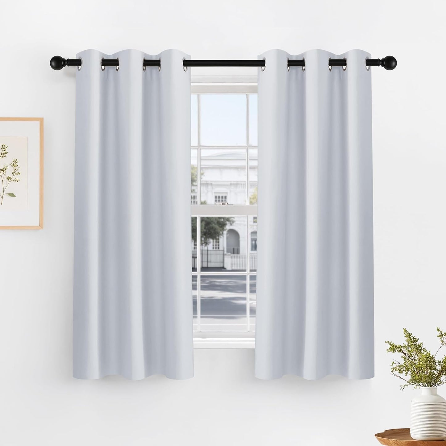 PONY DANCE White Room Darkening Curtains for Living Room 2 Panels Set, 42" W x 60" L, Thermal Insulated Light Blocking (Reduce 50%-60% Sunlight), Window Treatments Drape for Bedroom Privacy Protection
