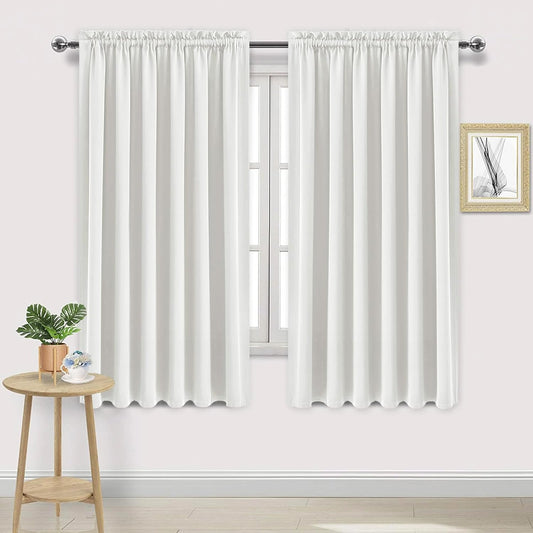 DWCN Blackout Curtains for Living Room Thermal Insulated, Energy Saving & Noise Reducing Bedroom Curtains, Ivory, W 70x L 72 Inch, Set of 2 Rod Pocket Curtain Panels