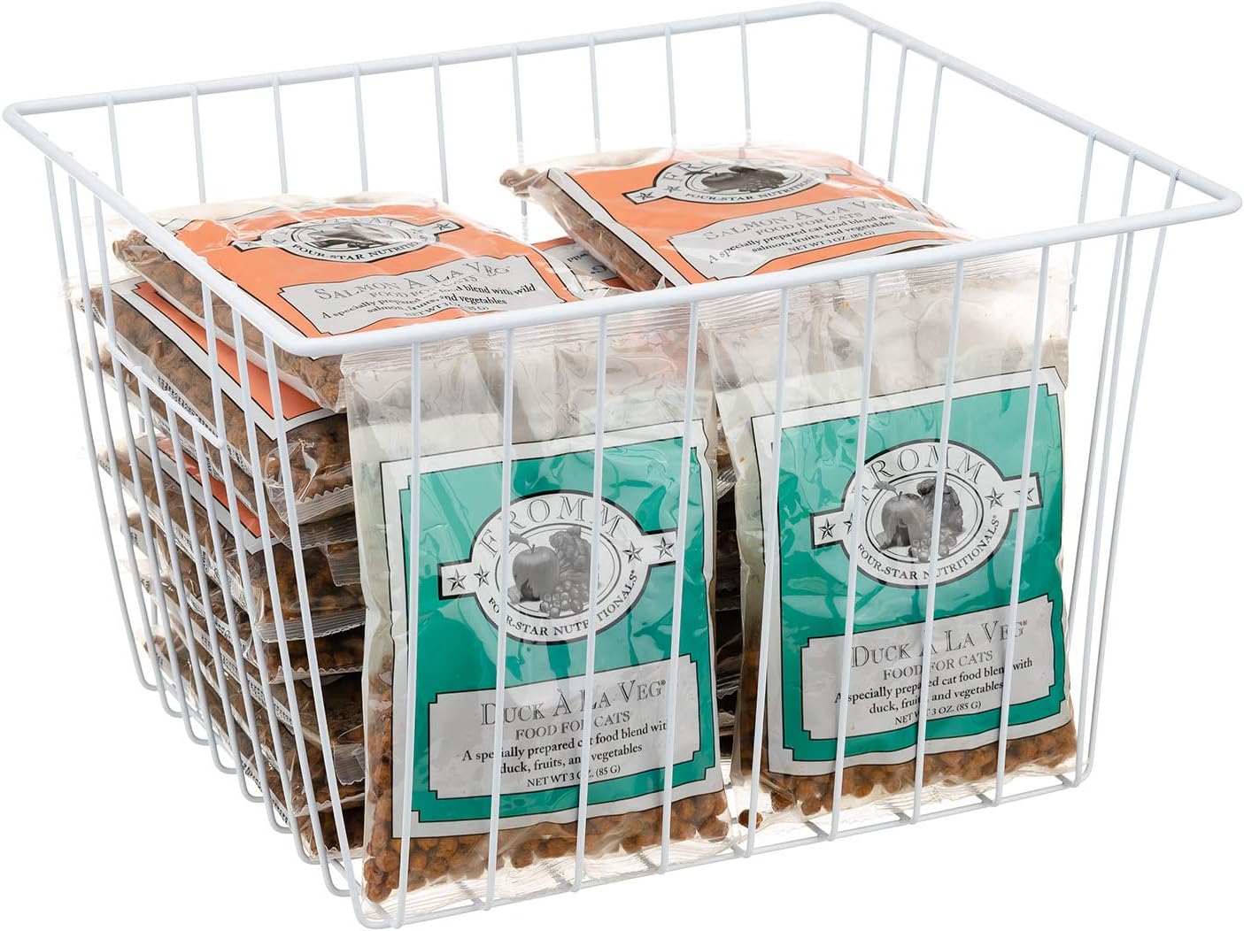 Upright Freezer Organizer Bins， Freezer Baskets for 14, 15 cu.ft Standup Freezer, Wire Storage Bins with Built-in Handles for Frozen Foods, Snacks, Vegetables, Fruits and More, 3Pcs , White