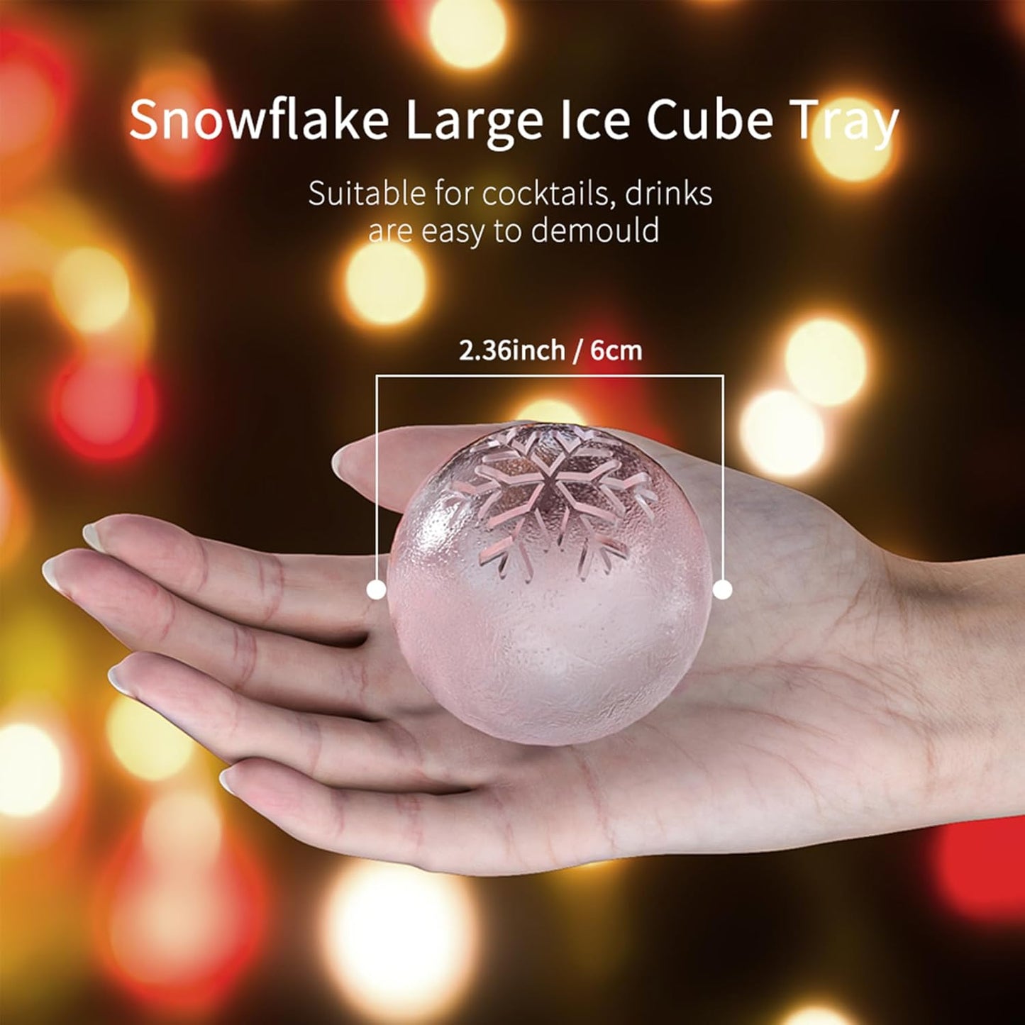 Novelty Christmas Snowflake Tree Ball Ice Maker Mold Set of 4, Funny Christmas Snowflake Tree Gifts for Women, 2.36" Large Sphere Round Ice Cube Molds for Whiskey, Bourbon, Cocktails