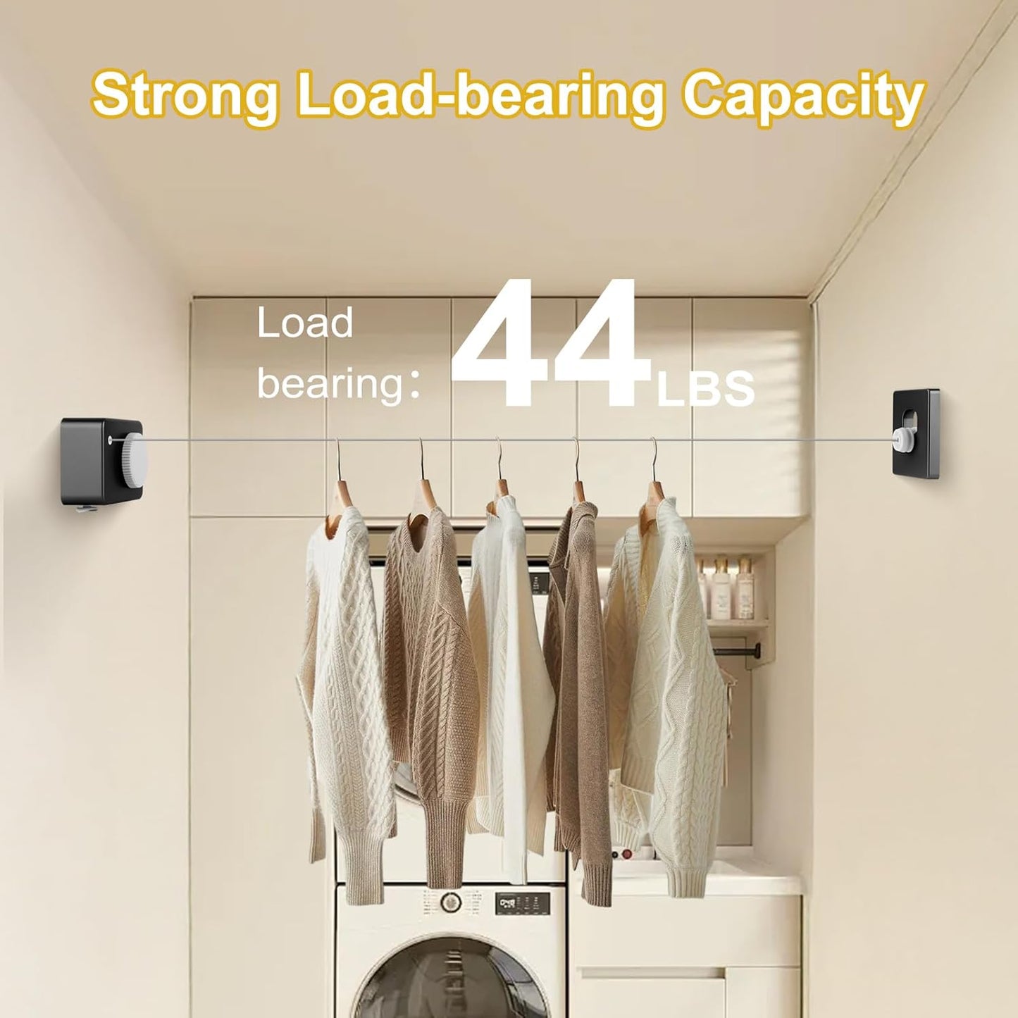 Retractable Clothesline Indoor/Outdoor, Anti-Sag for Drying Clothes Line Retracting Indoor/Outdoor, We Equipped This 13.8 Fts Laundry line Retractable with 4 Large Clips