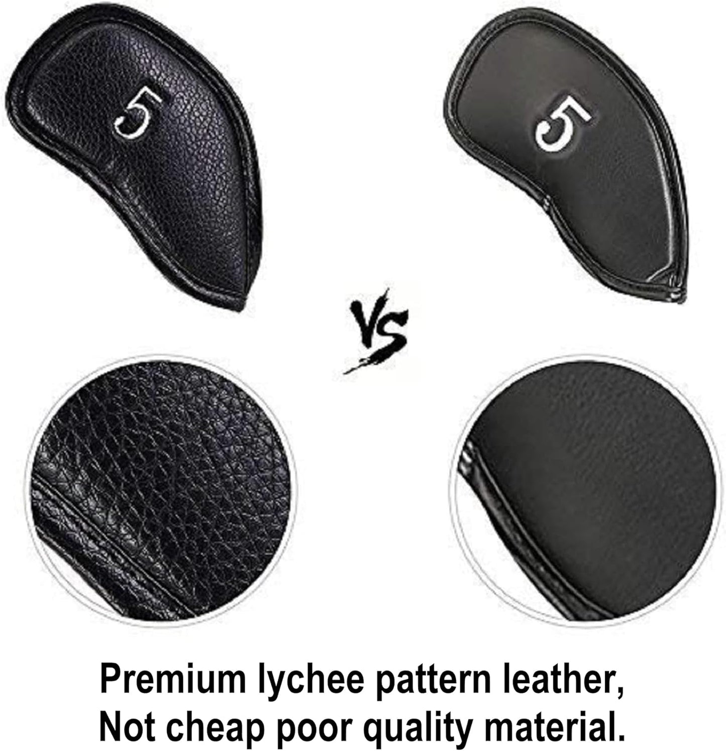 CRAFTSMAN GOLF 12pcs or 1pc Thick Synthetic Leather Golf Iron Head Covers Set Headcover Fit All Brands Callaway Ping Taylormade Cobra Etc. Also Custom Name