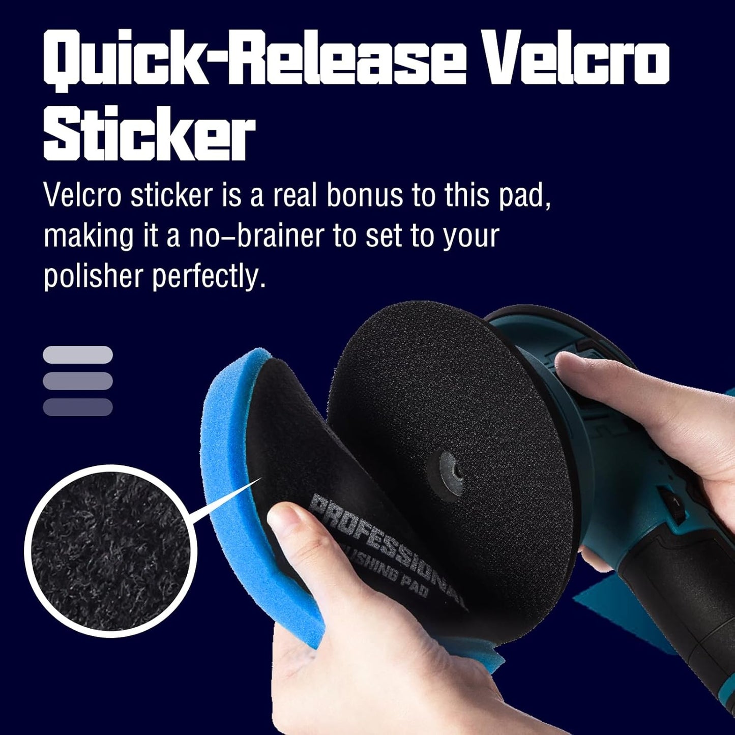 6 Inch Polishing Pad - 3Pcs Blue Polishing Pad - 6.5 Inch Face for 6 Inch 150mm Backing Plate - High-Density Buffing Sponge Pads for Car Buffer Polisher Compounding, Polishing & Waxing