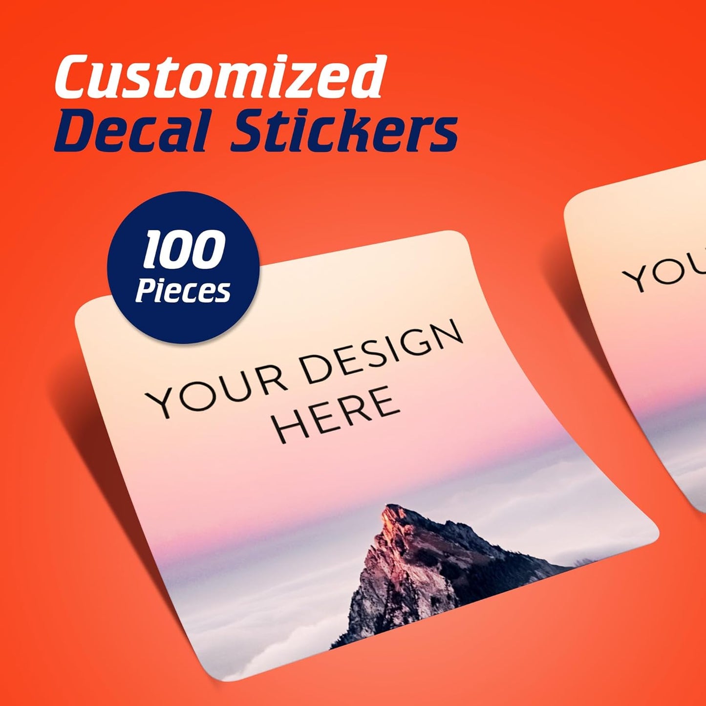 100 Custom Vinyl Stickers - Upload Your own Image, Text, Design, Logo - Personalized Logo Labels for Handmade, Packaging, Bottle, Jars, Candle, Brand Stickers (Mountain, 5x5 Square)