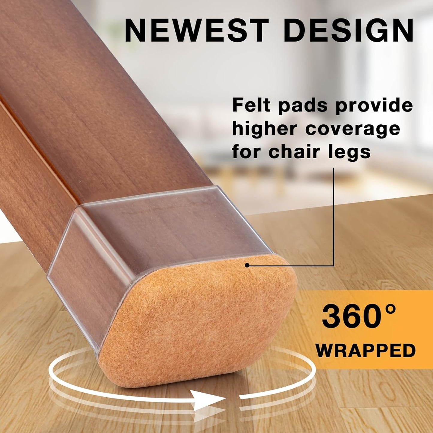 16 Pcs Rectangle Chair Leg Floor Protectors, Silicone Chair Leg Protectors for Hardwood Floors, High Elastic Chair Leg Cover for Chair Table Desk, Protect Wooden Floors from Scratching, Won't Tear