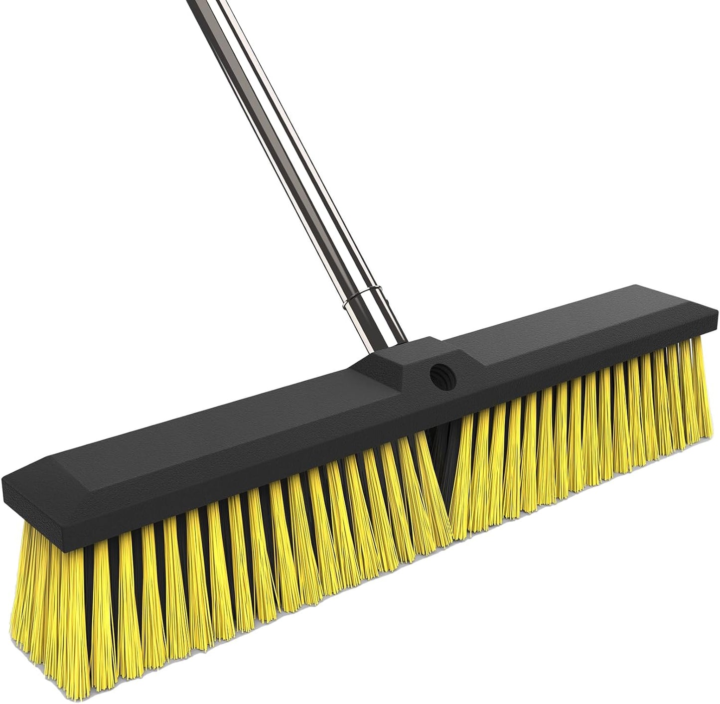 18 Inches Push Broom Outdoor with 65" Adjustable Handle, Heavy Duty Outdoor Broom with Stiff Bristles, for Cleaning Yard, Garage, Shop, Driveway, Wood, Stone, Deck, Concrete, and Tile Floor.