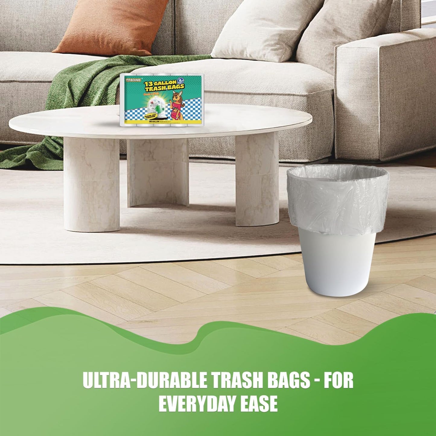 13 Gallon Tall Kitchen Trash Bags - 110 Count Clear Plastic Garbage Bags Unscented Trash Can Liners Strong Waste Basket Bags 49.2 Liter for Home and Office Bins