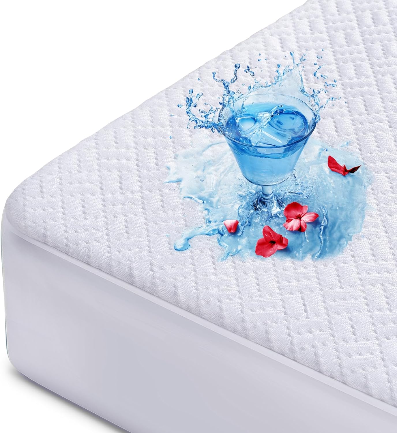 Hanherry 100% Waterproof Mattress Protector Full Size, Mattress Cover 3D Air Fabric Cooling Mattress Pad Cover Smooth Soft Breathable Noiseless, 8''-21'' Deep Pocket