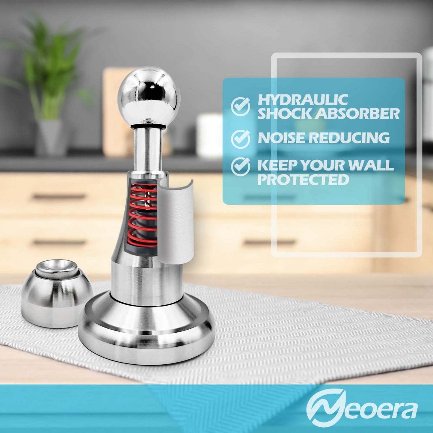 Neoera Magnetic Door Stopper, Updated Hydraulic Shock Absorbent Technology, Soft-Catch Magnetic Hold, Premium 304 Stainless Steel, Anti-Rust, Heavy Duty for Various Door Types, Wall Mount 1Pack