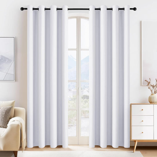 PONY DANCE Room Darkening Curtains - Window Treatments Thermal Insulated Elegant Curtain Panels Window Draperies for Living Room/Cloest/Doorway, 55 Wide by 80 in, Pure White, Set of 2