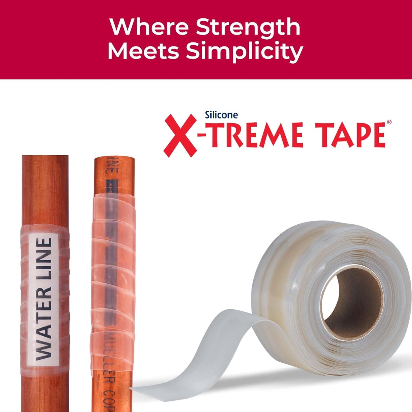 X-Treme Tape MOCAP Heavy Duty Electrical Tape, Self-Fusing Silicone Rubber, Waterproof & Insulating Flexible Tape, Electrical for Hose, Automotive, Outdoor & Repairs - 1" x 10ft Roll - Clear