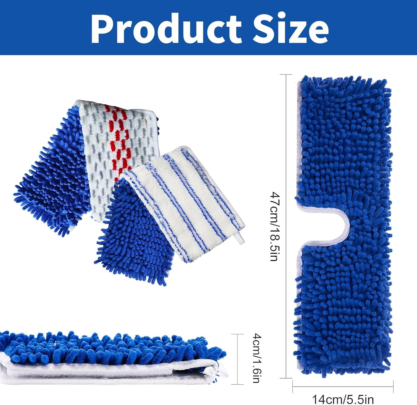 4 Pack Mop Heads Replacements Compatible with O-cedar Dual-Action Flip Mop, Chenille + Microfiber Mop Refills for Dry/Wet Use, Reusable and Machine Washable Dust Mop Cloths for Hardwood Floor Cleaning