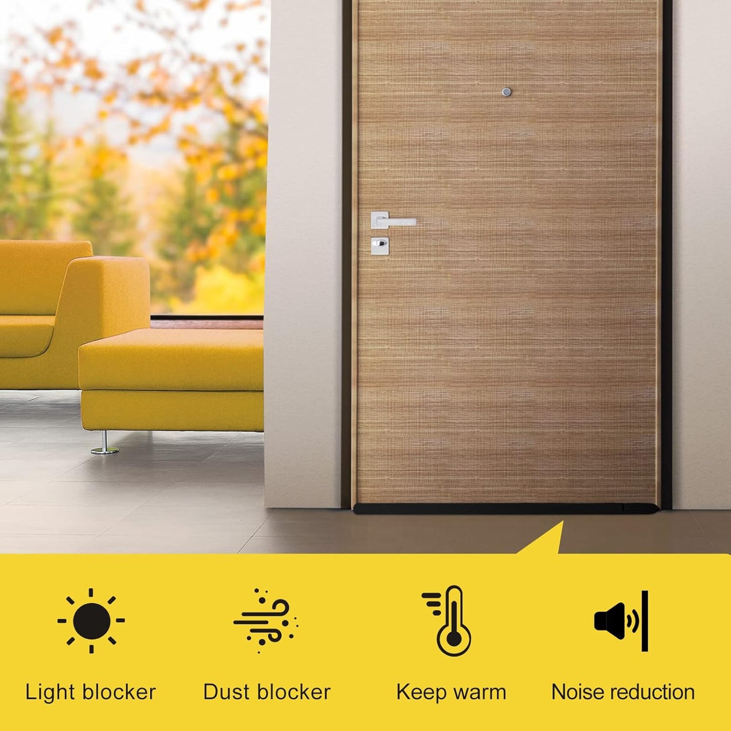 fowong Door Draft Stopper 30" to 36" Soundproofing Under Door Draft Blocker, Adjustable Noise Stopper Seal Large Gap, Black