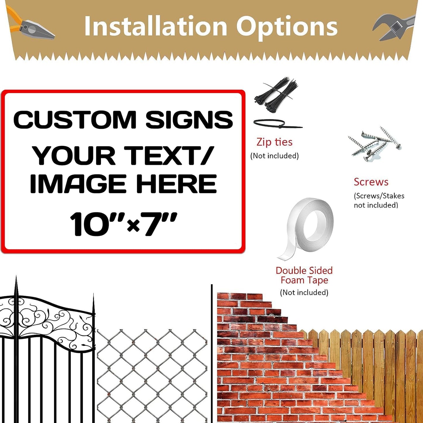 Aluminum Weatherproof Metal Sign - Multiple Sizes Custom Personalized Text and Picture, Traffic Regulation Horizontal Street, Hazard, Garden, Door, Customised Business
