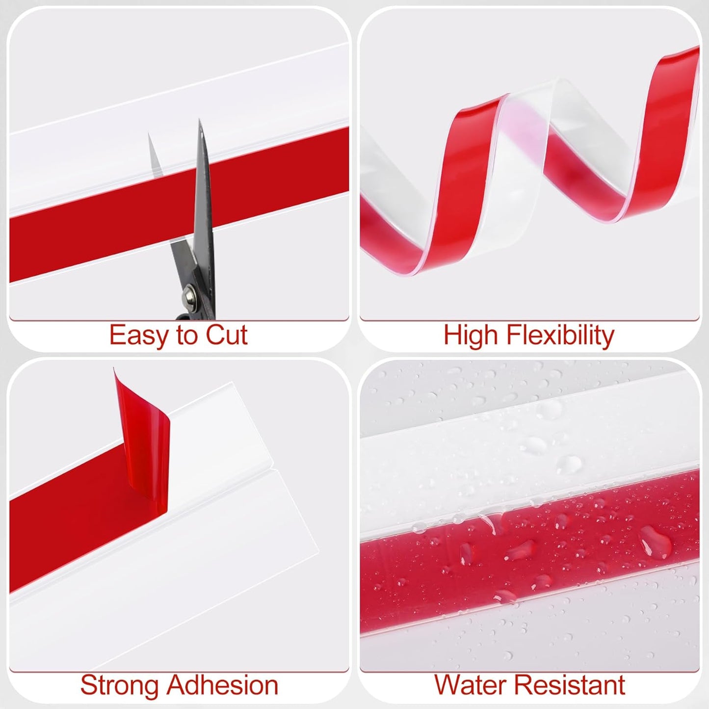 MYFAMIREA Door Weather Stripping 1IN (W) x 20FT (L) Door Draft Stopper Seal Tape Silicone Seal Strip Self Adhesive Shower Sweep Insulation Tape Side Bottom Strip for Sliding Glass Window Gap, Clear