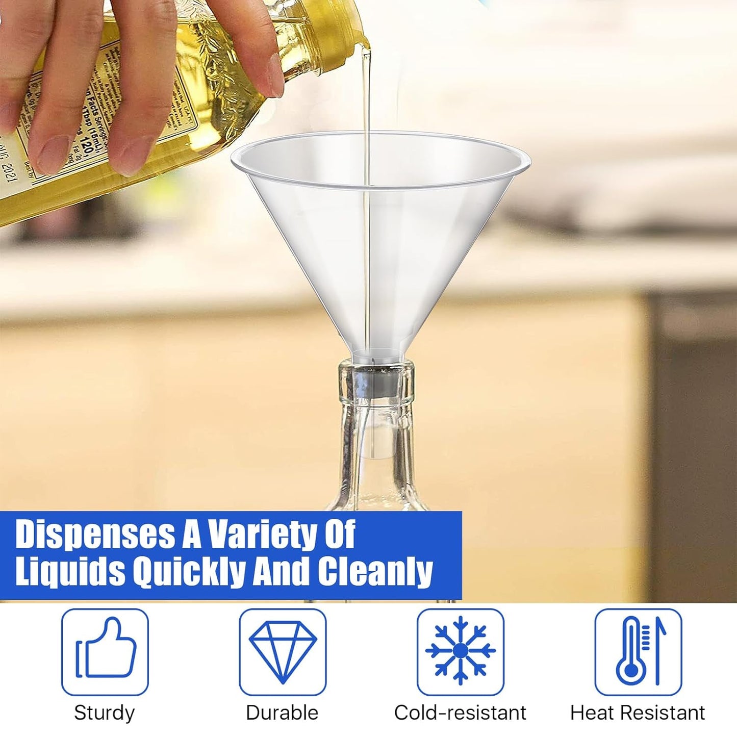 20PCS Plastic Funnels, 4.7'' Clear Plastic Funnels, Wide Mouth Funnel for Filling Bottles, Large Funnel with Long Reaching Spout for Liquid Spices Powder Lotion Perfume Automotive Use