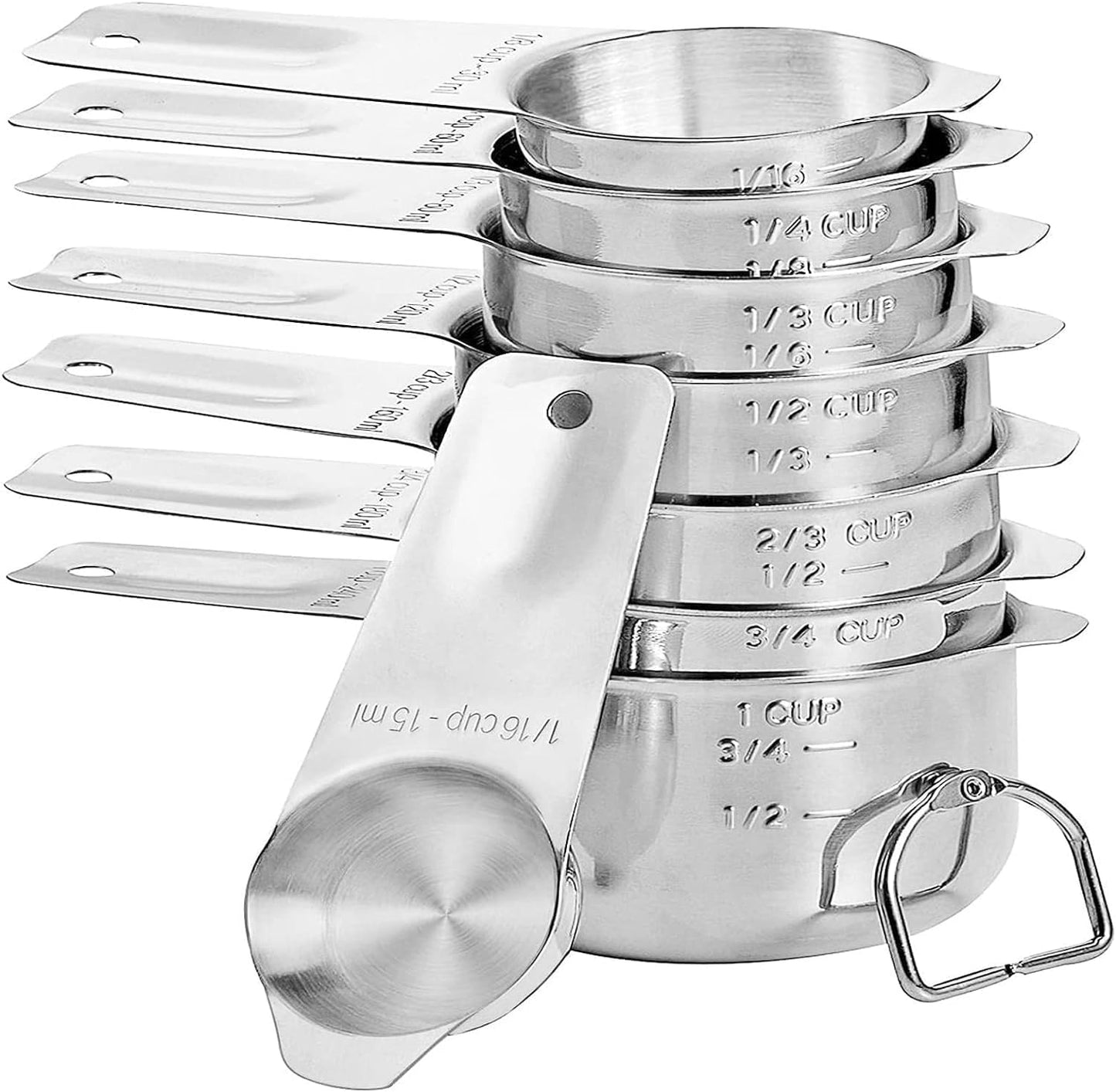 8 Pcs Stainless Steel Measuring Cups Set, Kitchen Measuring Cup for Cooking and Baking
