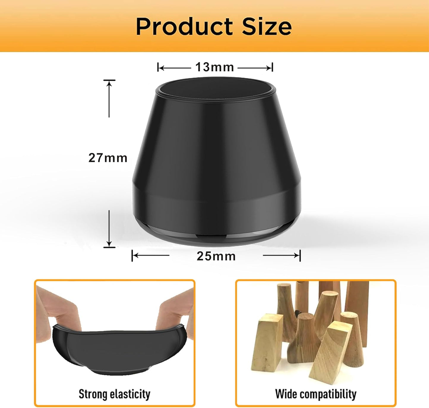 Furniture Sliders,24 PCS Chair Leg Sliders for Carpet, Furniture Movers Sliders, Carpet Chairs Furniture Glides, Floor Protectors, Carpet Moving Sliders Easily Move.(Black, Round Fit:0.67-0.87")
