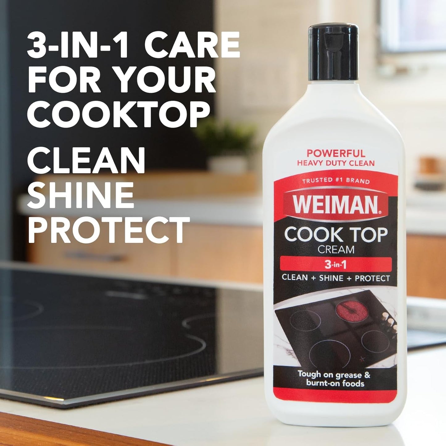 Weiman Ceramic and Glass Cooktop Cleaner - Heavy Duty Cleaner and Polish (10 Ounce Bottle and 3 Scrubbing Pads)