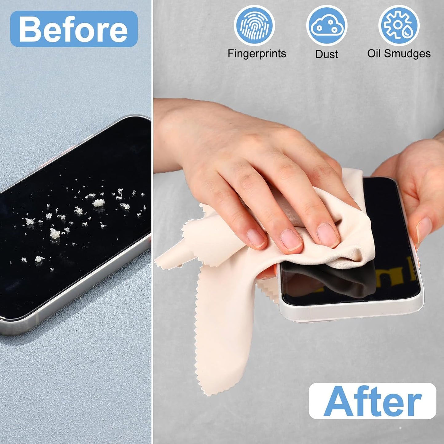 Frienda 12 Pack Large Microfiber Glass Cleaning Cloths 12 x 12 Inch Oversized Eyeglass Sunglasses Cleaning Cloths for Electronics Glasses Screens and Lenses(Beige)