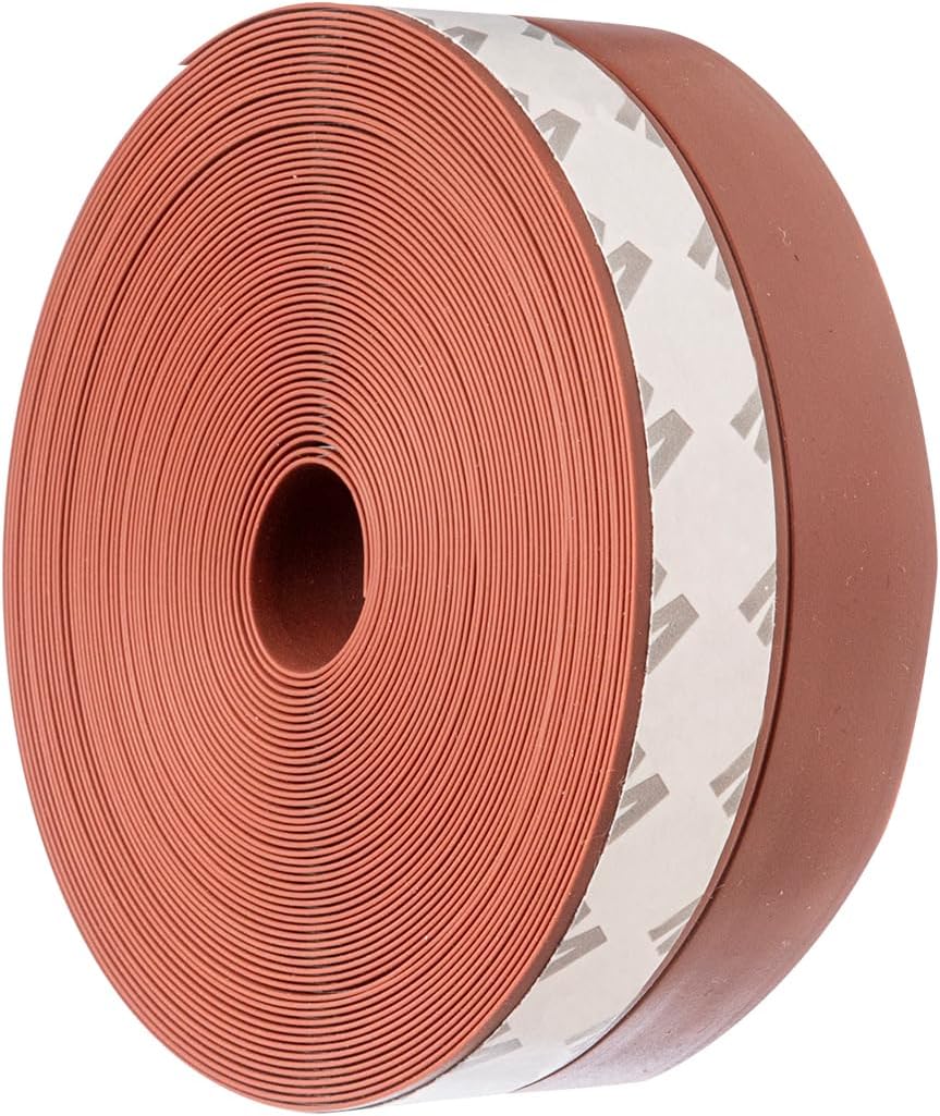 Weather Stripping Door Seal Strip for Gaps, Silicone Draft Stopper Adhesive Tape for Sliding Doors, Windows, Shower Glass, Soundproof Seal for Home Insulation, 32.8ft Roll Brown