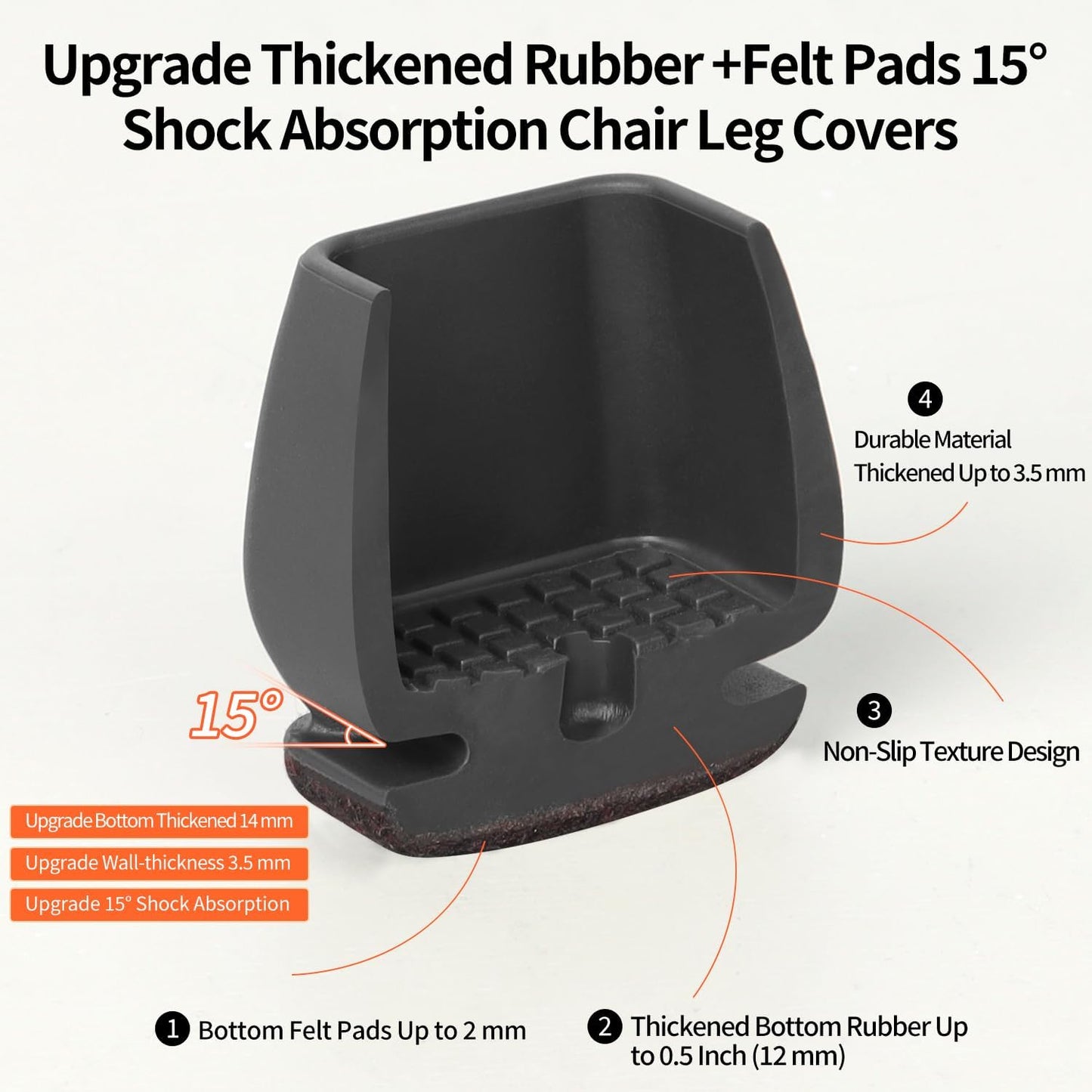 Ezprotekt 24 Pcs Black Chair Leg Floor Protectors for Hardwood Floors, Felt Furniture Pads Caps Covers, Bar Stool Floor Protectors Cups for Dining Table Desk Chair (Fit 0.83 "- 1.02", 21-26mm)