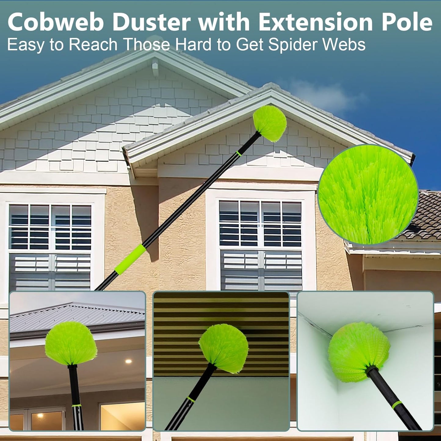 15 Foot Dusters for Cleaning, Duster with Extension Pole 7-15ft, Microfiber Feather Duster Used for Cleaning Ceiling Fan, High Window, Blinds, Shutters, Sofa, Cobweb Duster for Home (14 PCS)