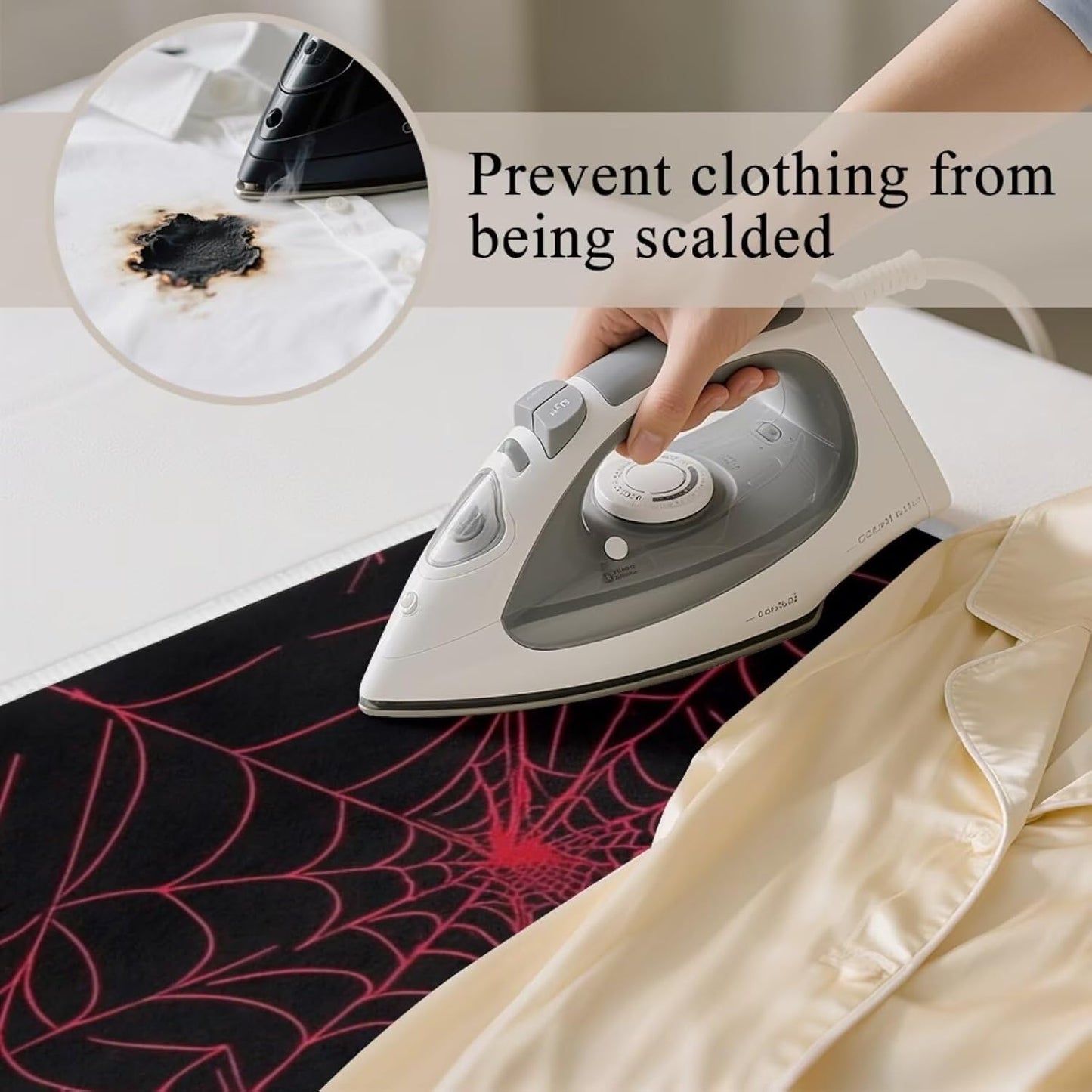 Ironing Mat Red Spider Web Portable Ironing Pad Blanket for Table Top Heat Resistance Foldable Lightweight 32 x 16 Inch Small Ironing Pads for Washer,Dryer,Countertop
