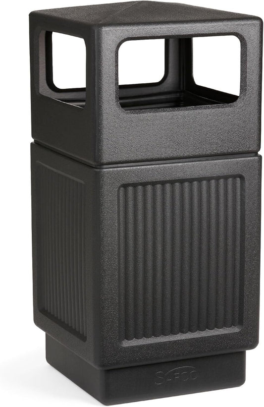 Safco Canmeleon Trash Can, 38 Gallons, Indoor and Outdoor Use, Durable & Weather-Resistant Commercial Garbage Can, Black