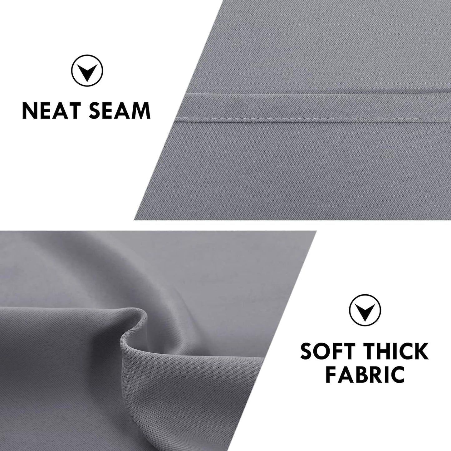 DWCN Grey Room Darkening Blackout Curtains - Thermal Insulated Privacy Energy Saving Window Curtain Drapes 52 x 45 inch Length, Set of 2 Bedroom Living Room Curtains