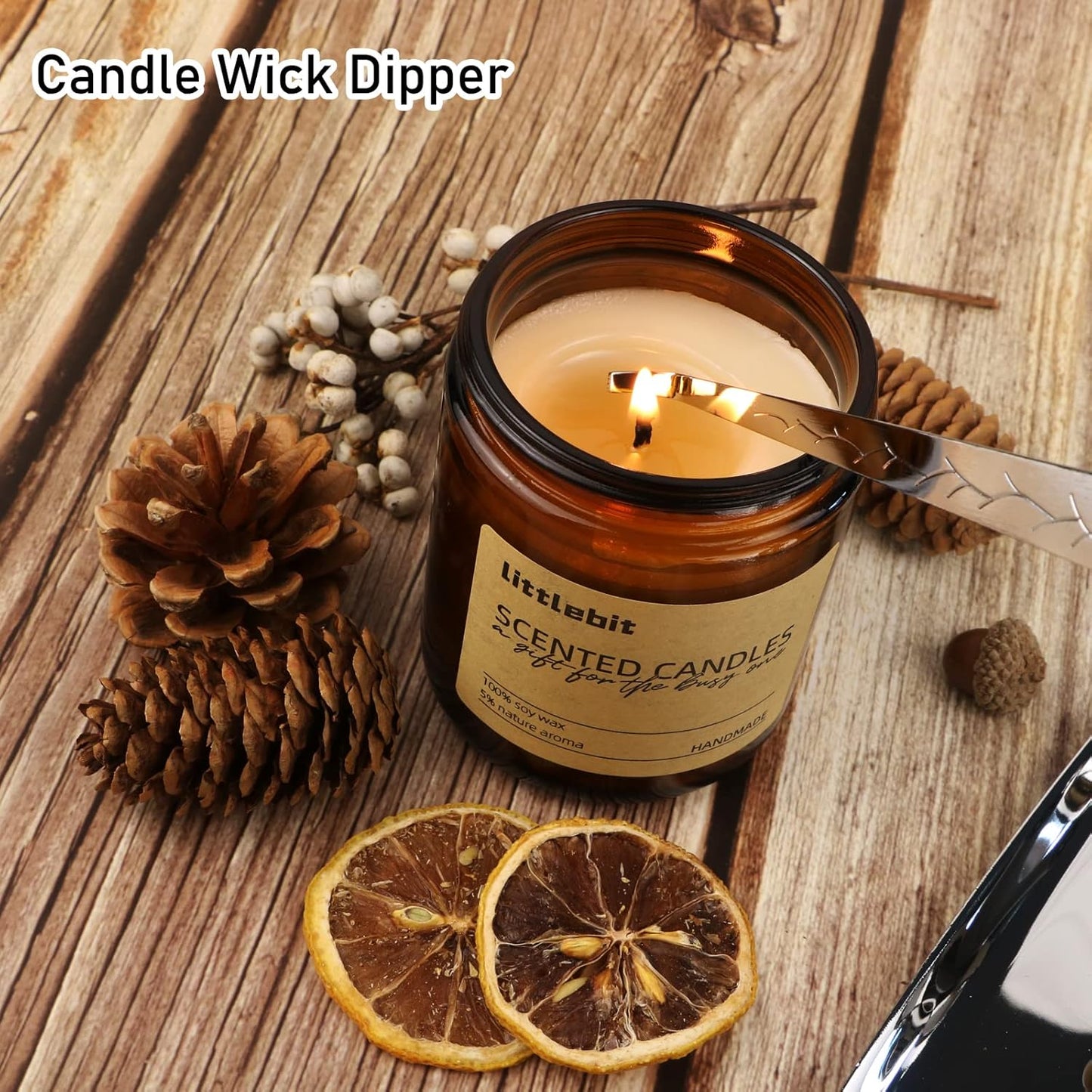 4IN1 Candle Accessory Set, Rechargeable LighterCandle Wick Trimmer Cutter, Candle Snuffer & Candle Wick Dipper for Candle Aromatherapy Lover Gift, Stainless Steel Candle Care Kit (Silver)