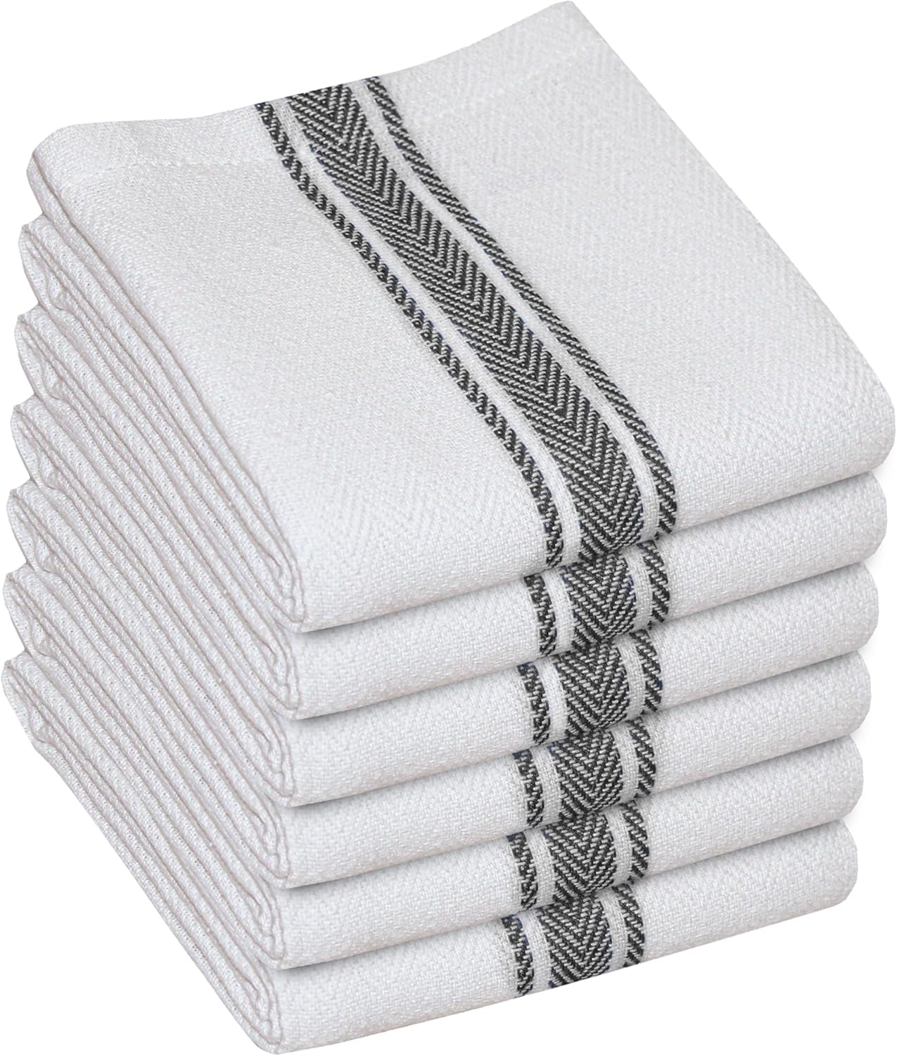 WHITEWRAP Kitchen Dish Towels for Kitchen, Highly Absorbent for Drying and Cleaning, Durable and Soft Tea Towels – 6 Pack, 100% Ring Spun Cotton 15 x 25 Inches – Black