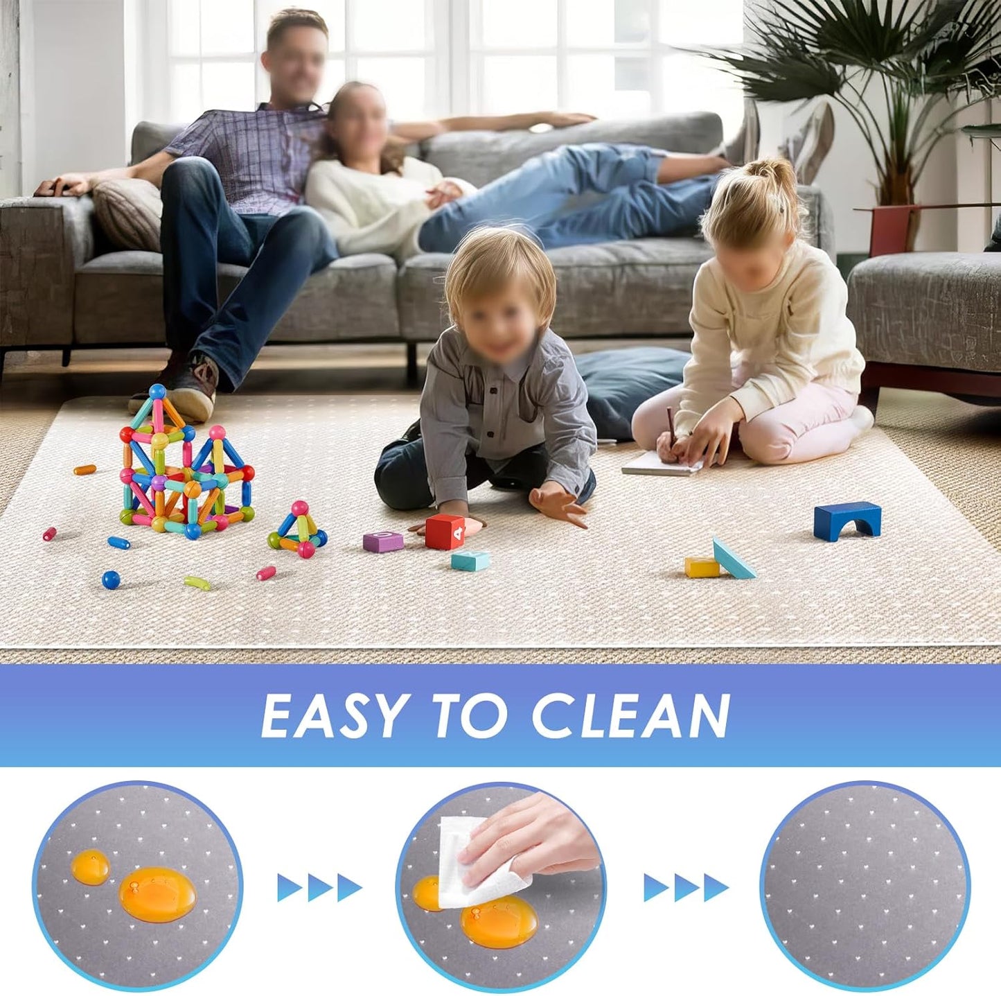 Vicwe Office Chair Mat for Carpeted Floors, 48"X36" Rectangle Desk Chair Mats with Studs for Low and No Pile Carpeted Floors, Easy Glide Computer Desk Chair Mat for Home & Offices