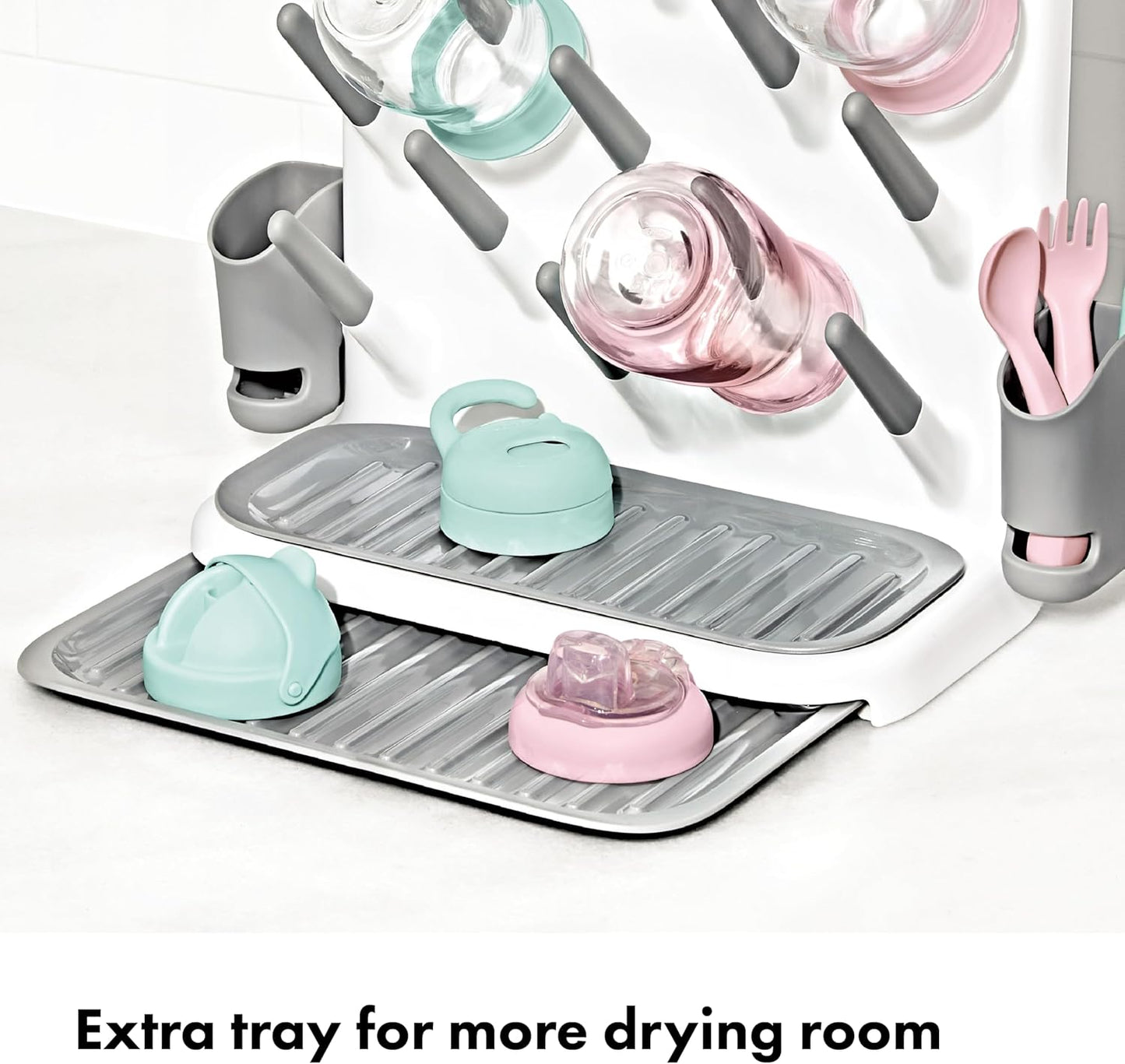 OXO Tot Expandable Drying Rack – Space-Saving Drying Rack | Newborn and Baby Essentials | Breastfeeding Essentials | Dry Baby Bottles | Save Space in Kitchen