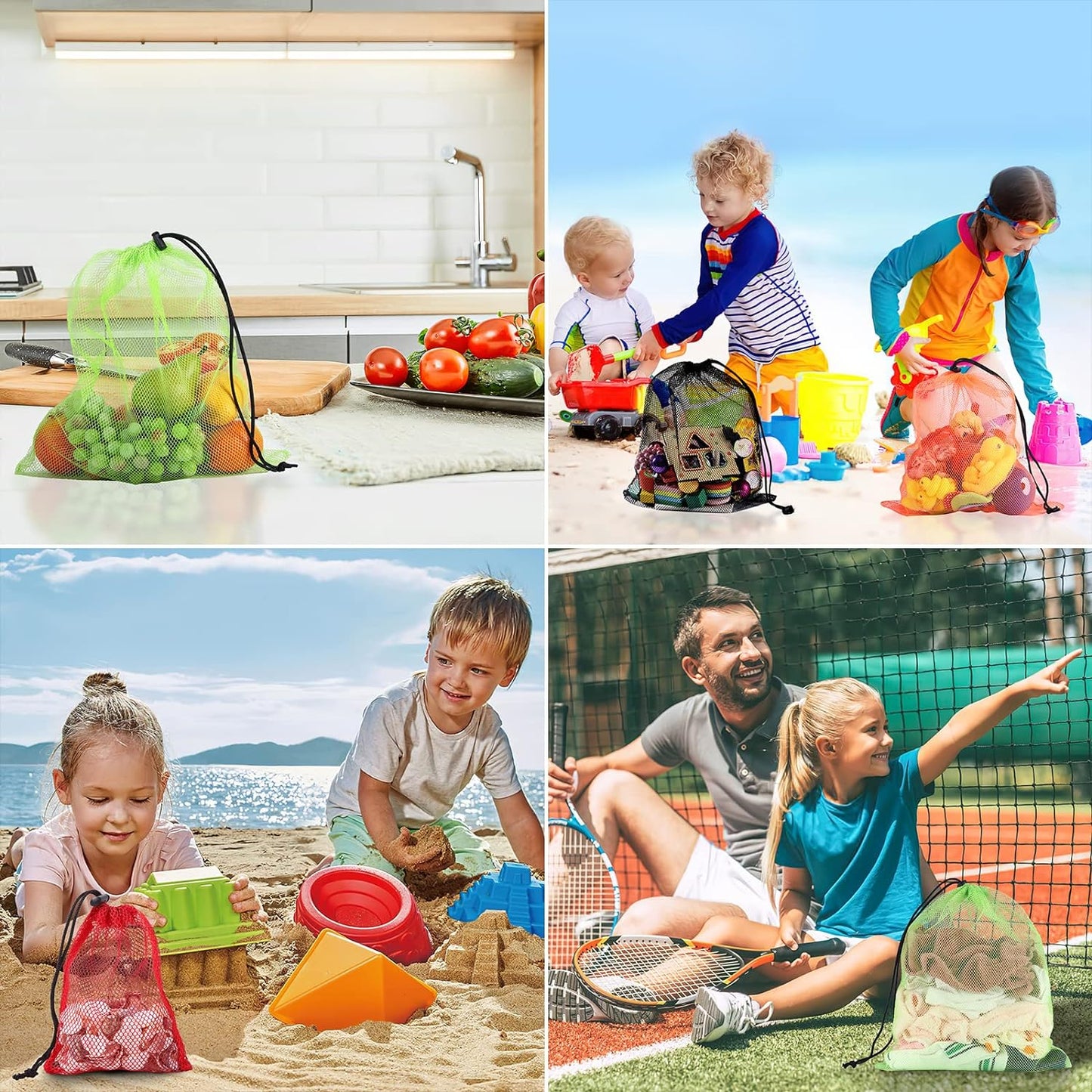 iMucci 13"X15.5" 6Pcs Mesh Laundry Drawstring Bag Nylon Drawstring Gym Bag with Cord Lock Closure