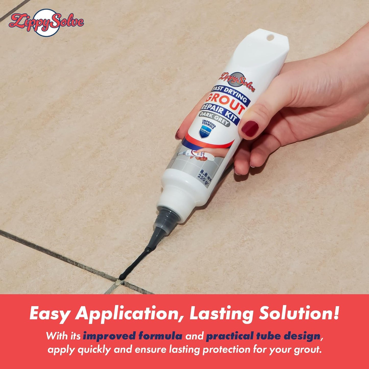 Tile Grout, Repair Kit, Restore & Renew Tile Joints Line, Fast Drying Tile Grout Paint Squeeze Tube for Bathroom Shower Kitchen Floor, Waterproof (8.8 oz, Dark Grey/Anthracite)