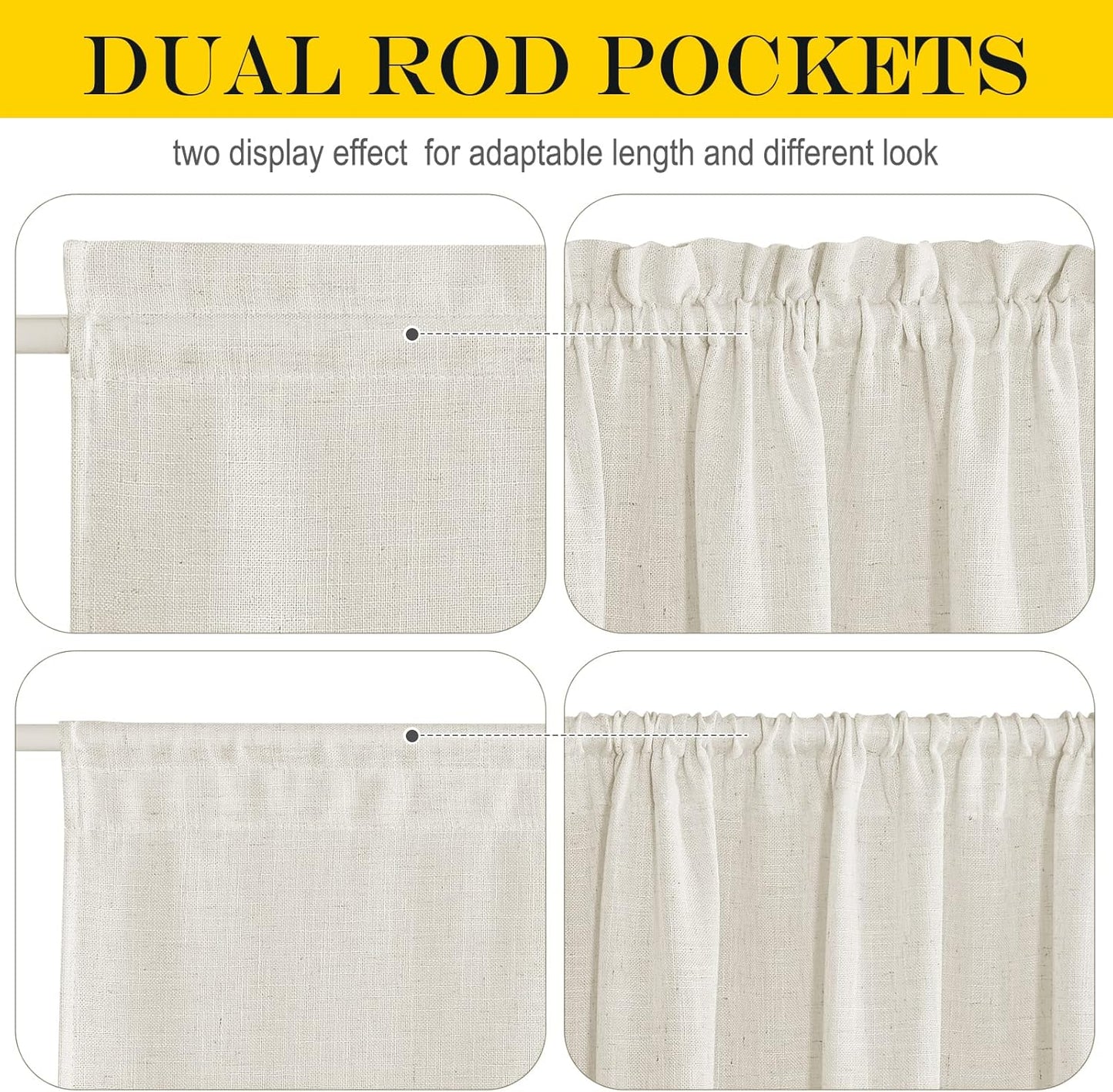 NICETOWN 80 inches Sidelight Door Curtains for French Door Linen Sheer Window Panels for Kitchen Patio Glass Adjuatble Curtains with Tieback, 26 x 80 Inches, 1 Panel, Linen