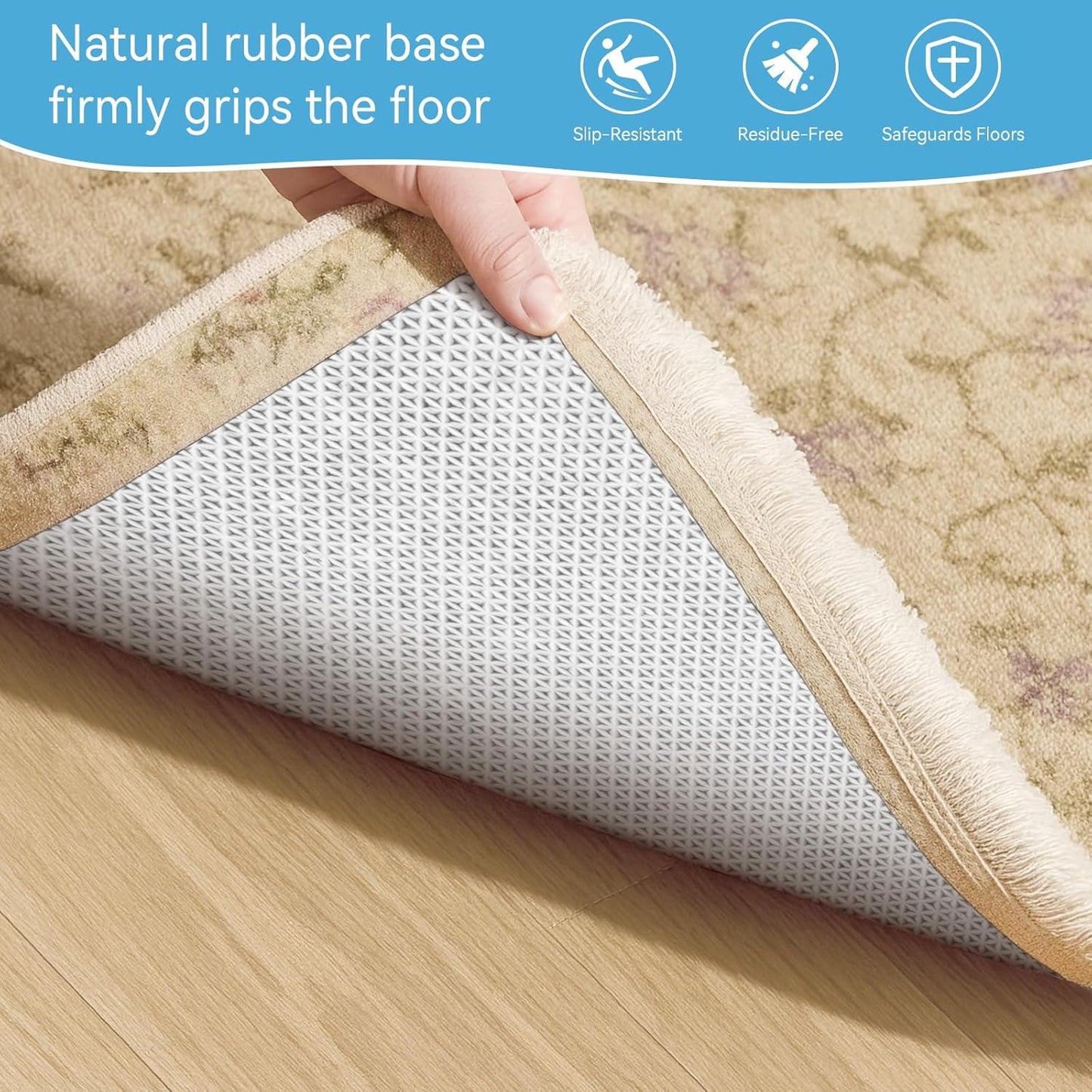 Warmstar 6x9 FT Non Slip Rug Pad,100% Waterproof Felt Rug Pad for Hardwood Floors,1/2” Thick Soft Carpet Pad with Natural Rubber Backing, Secure Grip & Floor Protection