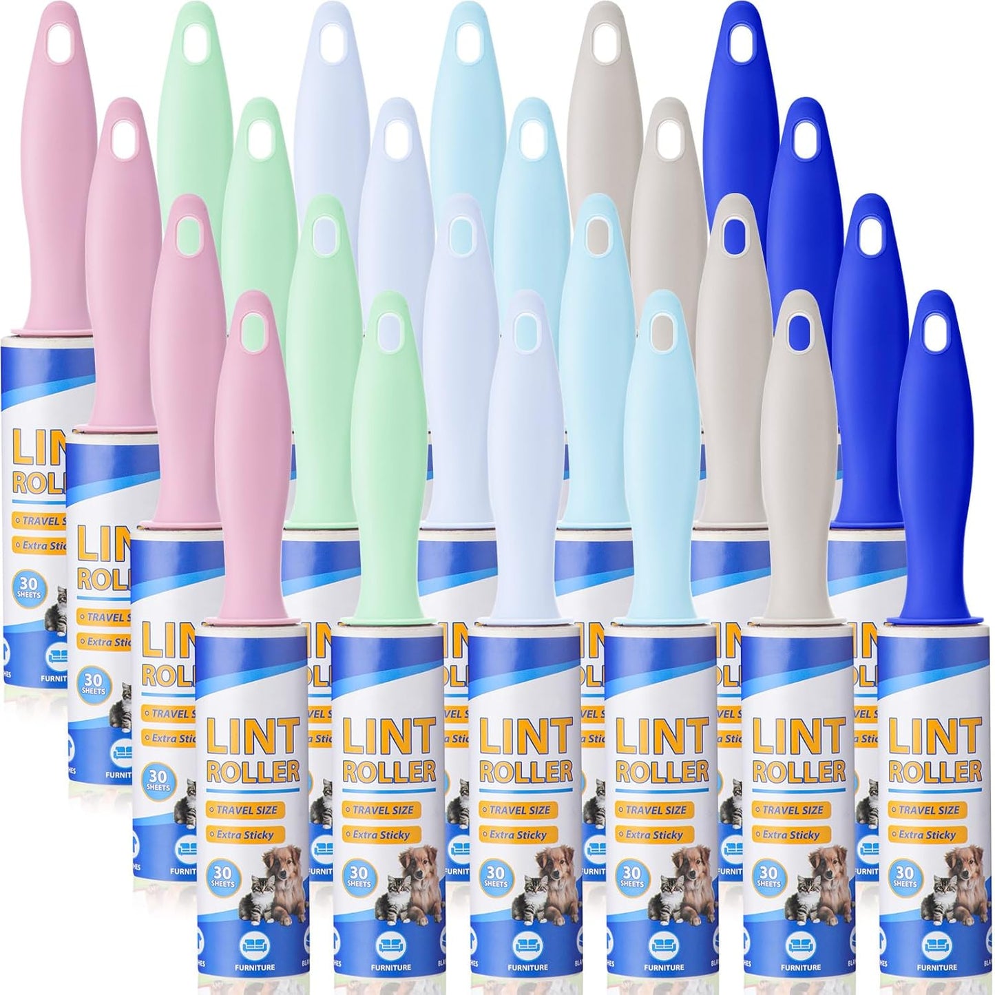 Hushee 24 Pack Bulk Mini Lint Roller for Travel 720 Sheets 6'' Small Lint Removers Portable Lint Roller Travel Size Removers Sticky Removing Tool for Pet Hair Clothes Furniture Car Seat
