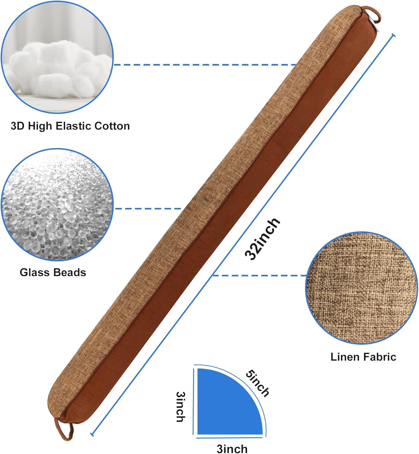 NABOWAN 32" Weighted Under Door Draft Stopper -Triangular Door Draft Blocker with Hook Loops for Easy Install, Save Energy, Home Room Essentials