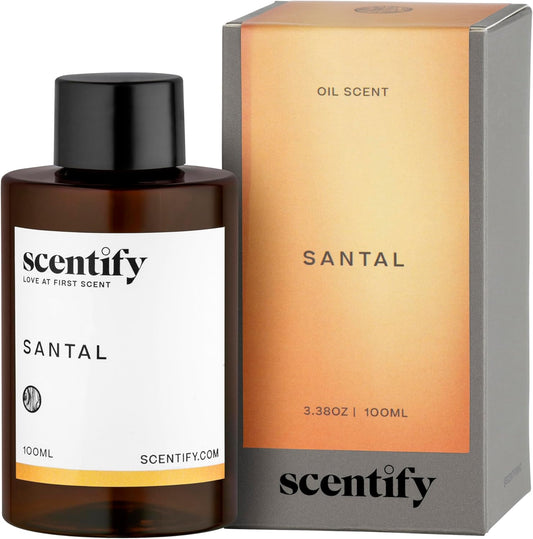 Scentify Santal Aroma Oil Refill Scent for Oil Diffusers - Iris, Amber, Sandalwood, Cedar Scents - Luxurious Relaxing Aromatherapy Diffuser Fragrance 100ml, 3.38 oz