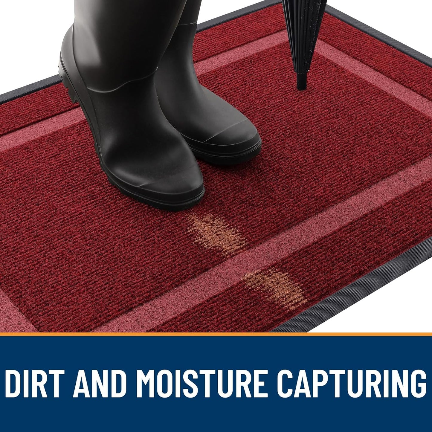 OLANLY Front Door Mat Indoor Outdoor Entrance, Waterproof All-Season, All-Weather Doormat, Sturdy Natural Rubber, Fade Resistant, Low Profile, Easy Clean Patio Porch Entryway Mat, 71x47, Wine Red