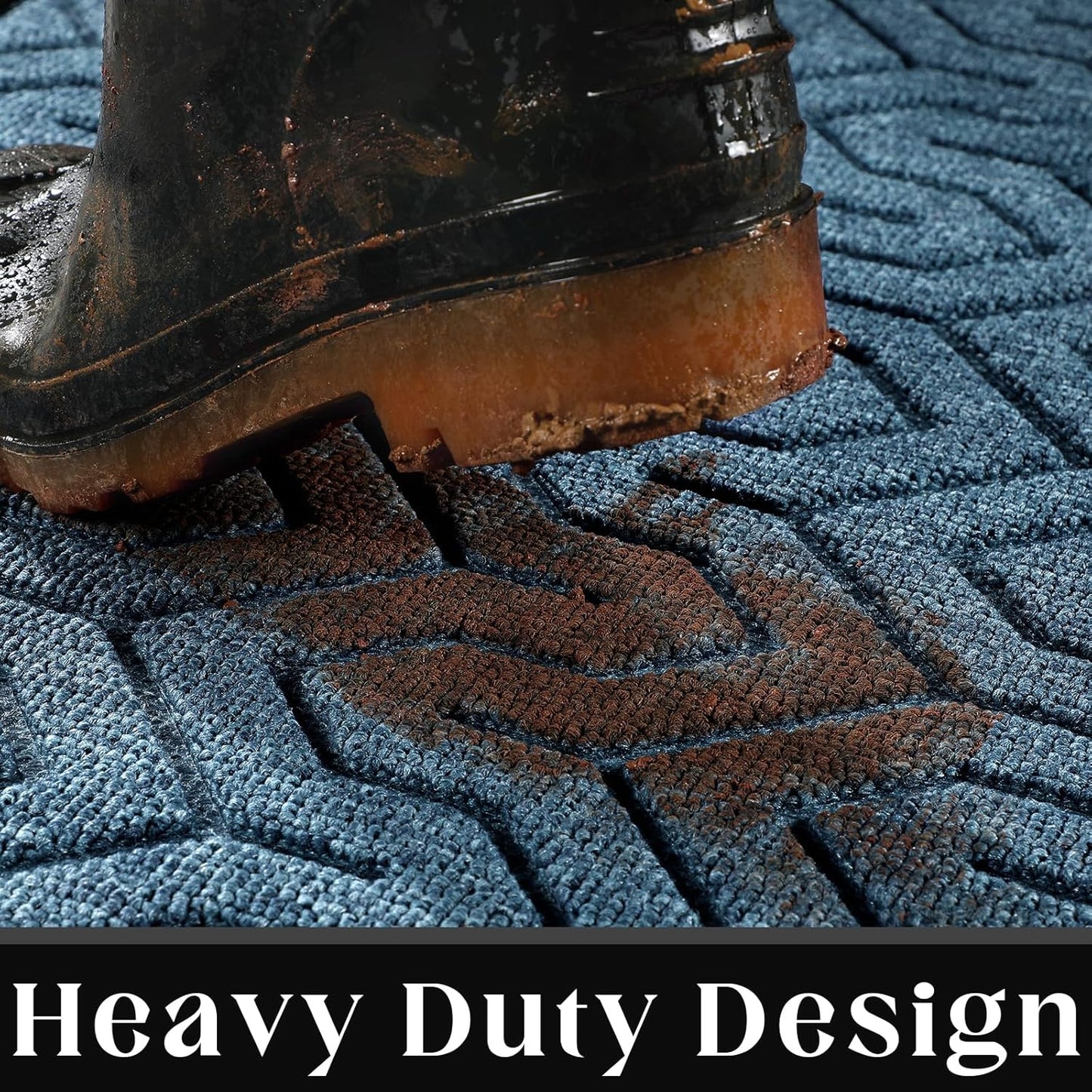 Yimobra Large Door Mat Outside Entrance 47x24, Waterproof Heavy Duty Outdoor Mats for Front Door, Non Slip Rubber Entry Mat for Garage Patio, Easy Clean, Mix Blue