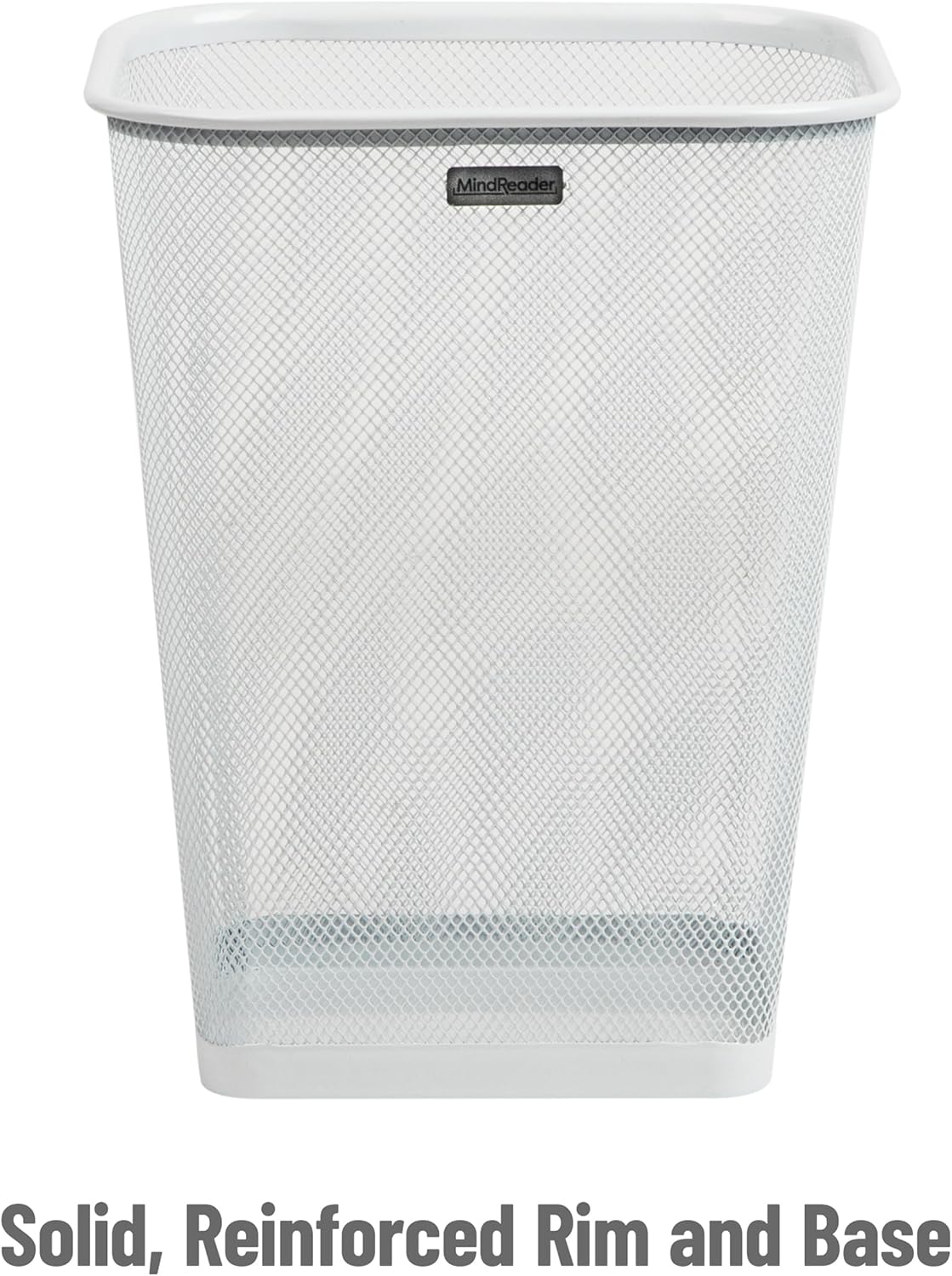 Mind Reader Mesh Trash Can, Square Wastebasket for Office or Home, 5 Gallon Capacity, Metal Mesh, Set of 2, White