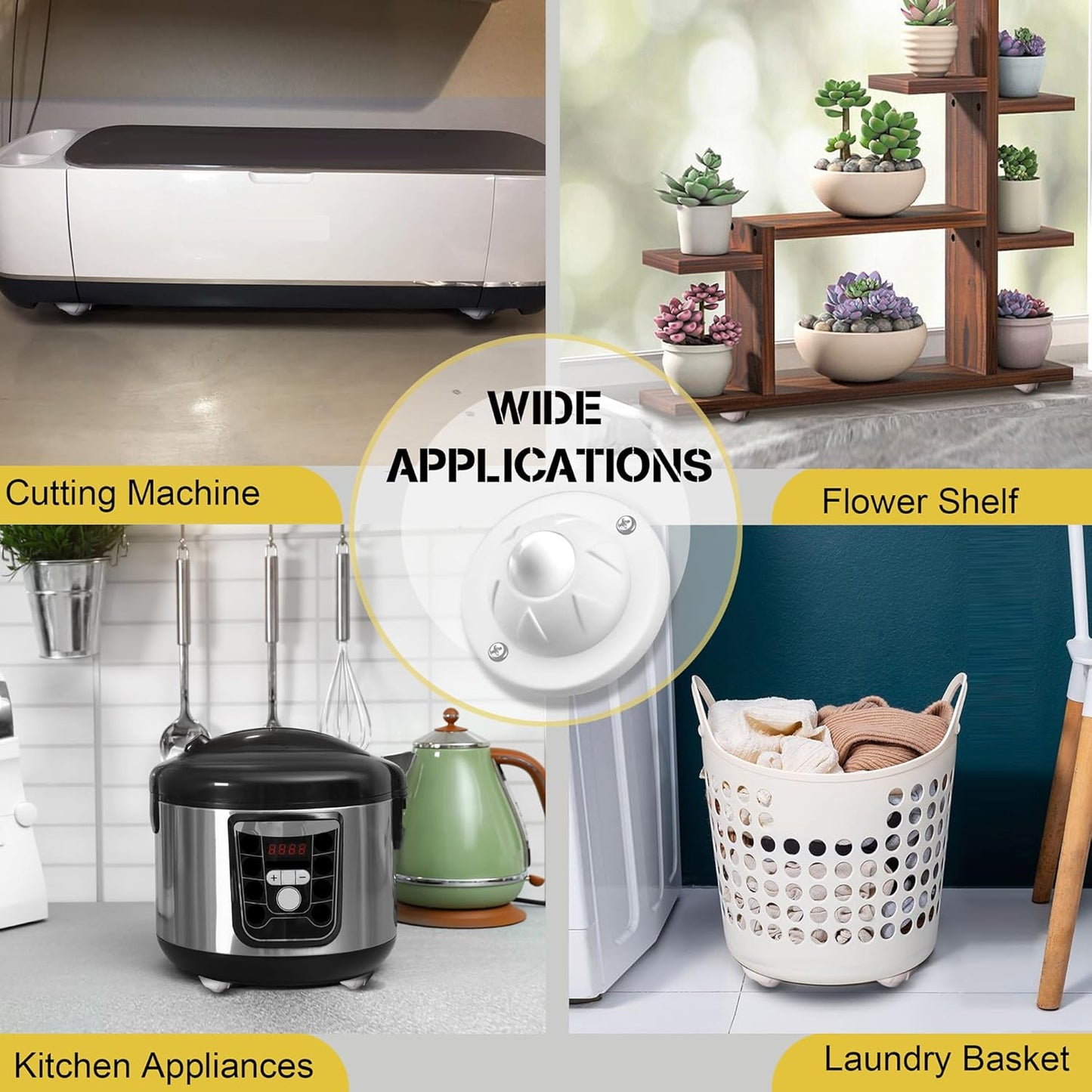 PlusRoc 16 Pack Self Adhesive Caster Wheels For Appliance, Load Capacity 14LBS Per Wheel, Mini Swivel Wheels Sliders Roller For Stand Mixers Air Fryers