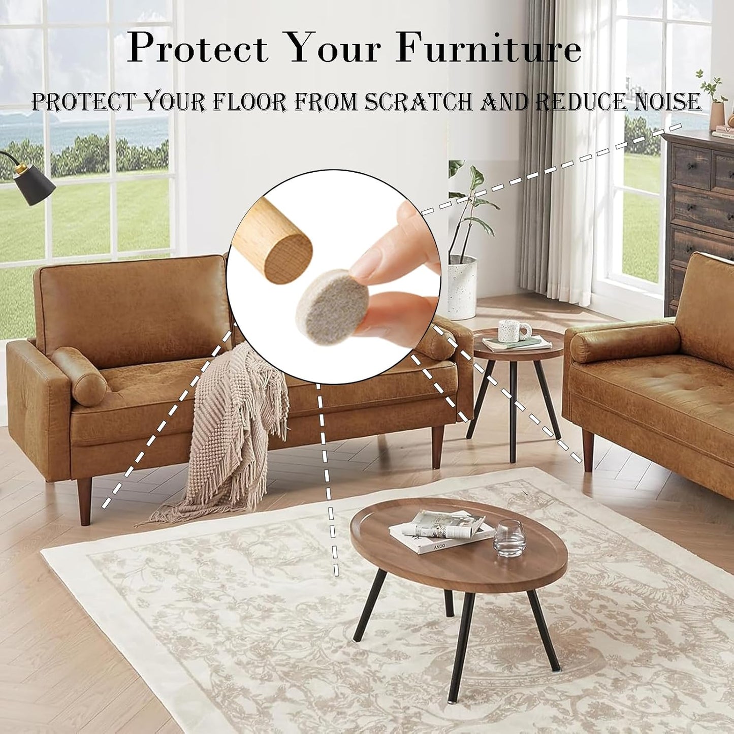 Fursafe&Q Felt Furniture Pads, Furniture Felt Pads for Hardwood Floors -Self Adhesive Chair Leg Floor Protectors, Protect Your Floors from Nicks, Bumps and Scratch, 215 Pcs Brown Beige Chair Feet