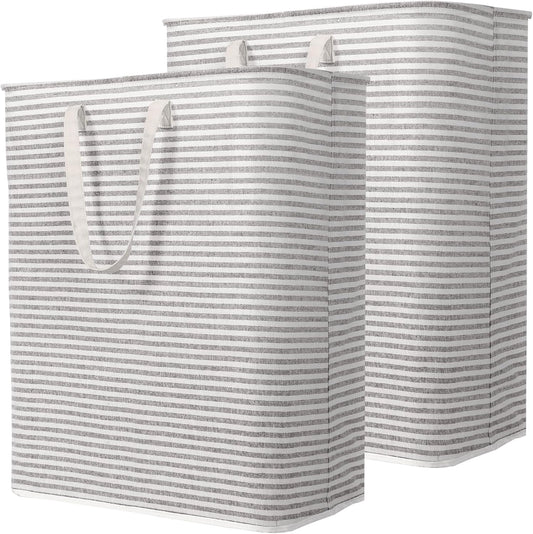 Lifewit 2 Pack Laundry Hamper Large Collapsible Laundry Baskets, Freestanding Waterproof Clothes Hamper with Easy Carry Handles in Laundry Room Bedroom Bathroom College Dorm for Adults, Grey, 2 x 125L