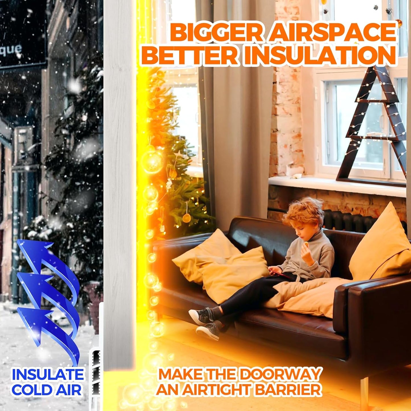 Holikme Door Draft Stopper Under Door Draft Blocker Insulator Doors Sweep Weather Stripping Noise Stopper Strong Adhesive, White