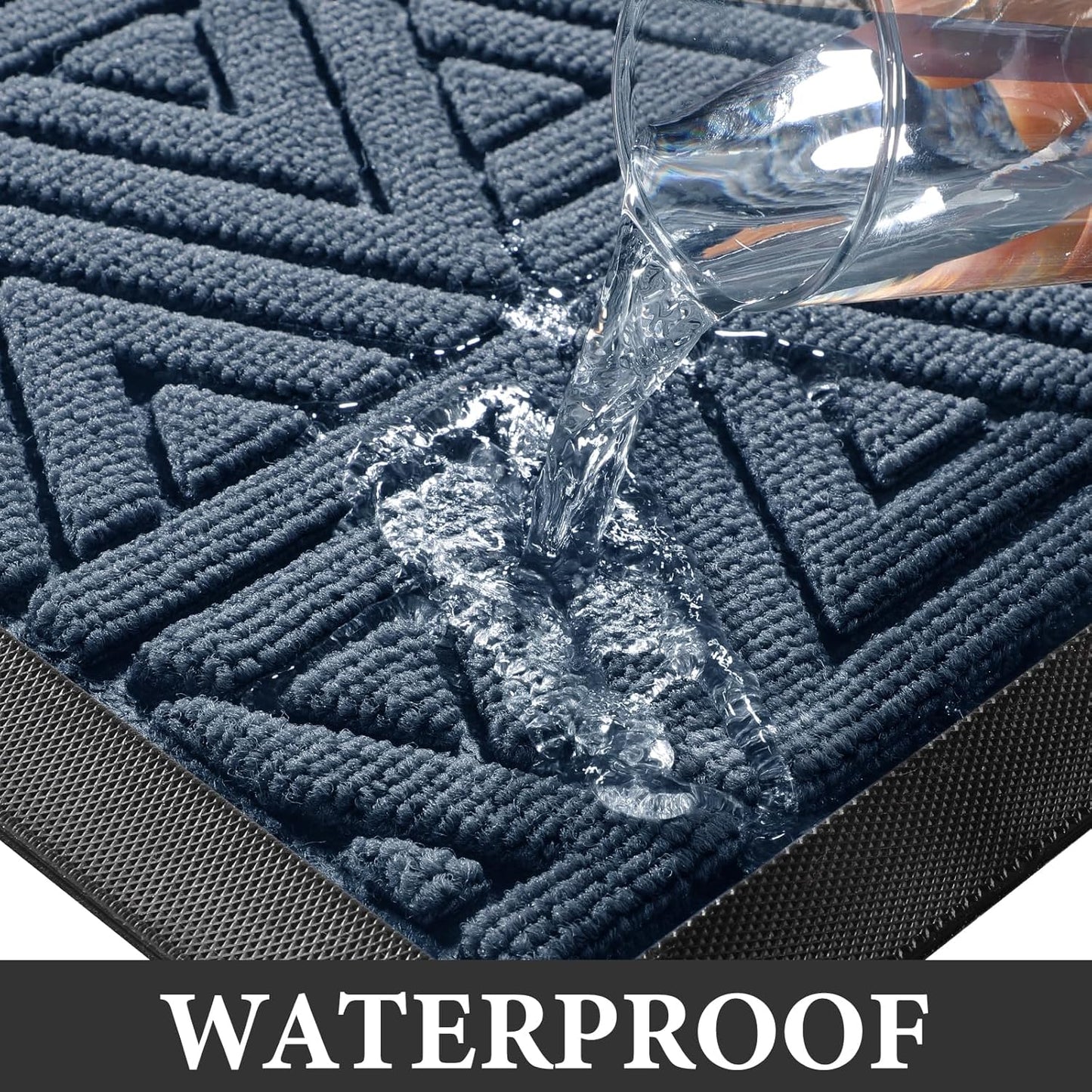 Yimobra Outdoor Mats for Front Door 29.5x17, All-Weather Waterproof Non-Slip Outdoor Door Mat Outside Eentrance, Garage/Patio Entryway Indoor Doormat, Easy Clean, Blue